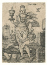 Dvojice personifikací ze série Ctností a neřestí: č. 5 Bohatství (Divitiae) a č. 10 Hněv (Ira) [Heinrich Aldegrever (1502-1561)]