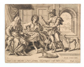 Suscipit en Esau rubicundam a fratre polentam, Cui primogeniti tradit habere decus [Gerard de Jode (1516-1591) Marten de Vos (1532-1603)]