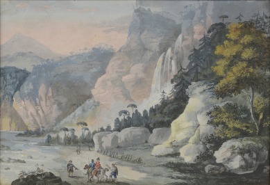 ROMANTIC LANDSCAPE WITH RIDERS
