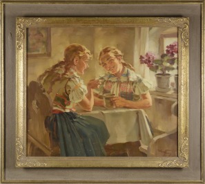 GIRLS IN FOLK COSTUMES [Jan Kreutz (1897-1979)]