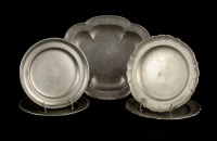 FIVE PEWTER PLATES []
