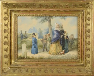 GROUP OF PEOPLE ON A WALK [Fortuné Ferogio (1805-1888)]