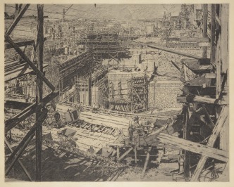 Stavba přehrady ve Vraném nad Vltavou [Jan Charles Vondrouš (1884-1970)]