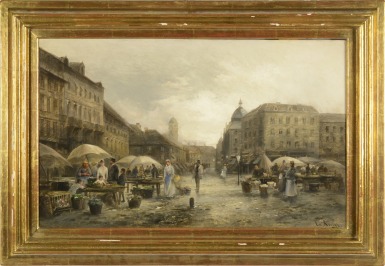 Trh na Boulevard Montmartre v Paříži [Emil Barbarini (1855-1930)]