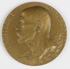 Úmrtní medaile a plaketa T. G. Masaryk [Otakar Španiel (1881-1955), Czechoslovakia, Kremnica, Mincovna Kremnica]
