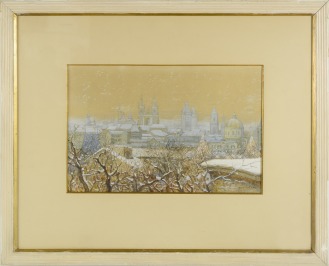Pohled na zasněženou Prahu [Adolf Liebscher (1857-1919)]