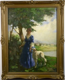 Lady with a greyhound [Vilmos Nagy (1874-1953)]