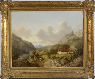 River landscape with a homestead [František Adolf Feilhammer (1817-1888)]