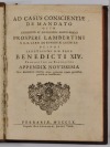 Ad casus conscientiae de mandato [Benedikt XIV. (1675-1758)]