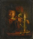 Portrét muže se svíčkou [Godfried Schalcken, následovník (1643-1706)]
