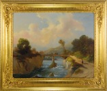 Romantische Landschaft mit Flussbrücke [Anonymus]