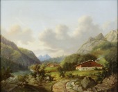 Říční krajina s usedlostí [František Adolf Feilhammer (1817-1888)]