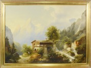 Alpenlandschaft mit Haus [Josef Thoma (1828-1899)]