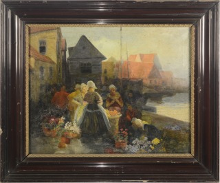 Flower Market in a Dutch Harbour [Carl Duxa (1871-1937)]