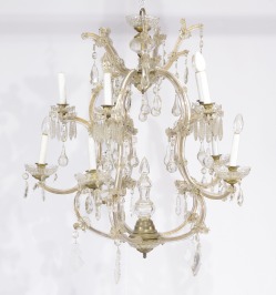 Crystal chandelier and two wall lamps