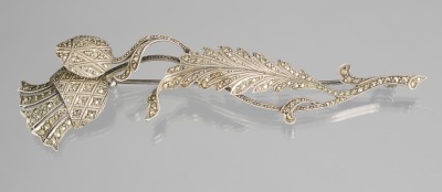 Silver brooch with marcasites
