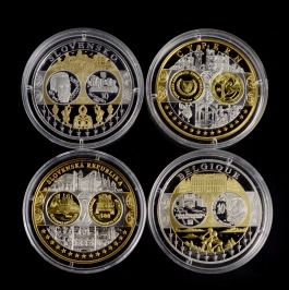 4 Gedenkmünzen aus der Emission Einführung einer gemeinsamen Währung