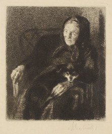 Babička se psem Jelivášem [Max Švabinský (1873-1962)]