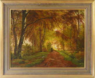Forest Interior with a Figure on a Path [Johannes Boesen (1847-1916)]