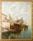 Barges in a Harbor [Adolf Kaufmann (1848-1916)]