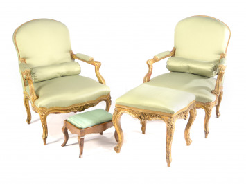 Two Armchairs and a Tabouret