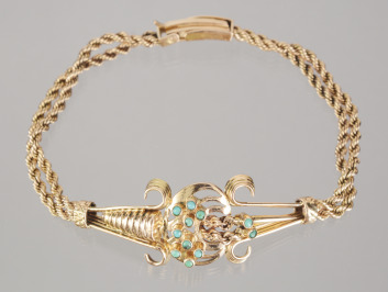 Gold Bracelet with Turquoises