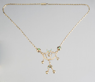 Gold Necklace with Turquoises