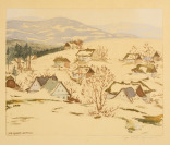 Winter Landscape with Cottages [Jaromír Stretti - Zamponi (1882-1959)]