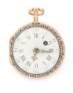 Gold pocket watch verge fusee with enamel []