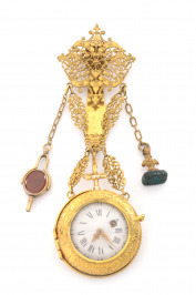 Zlaté dámské kapesní hodinky s pouzdrem