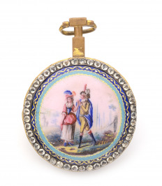 Pocket watch with a gallant scene