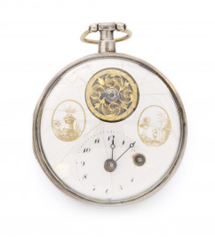 Pocket watch with balancing wheel in the dial