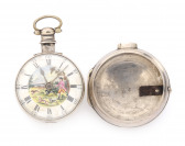 Stříbrné kapesní hodinky malované, s pouzdrem []