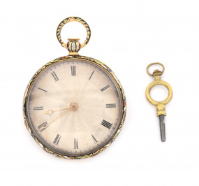 Gold pocket watch with enamels