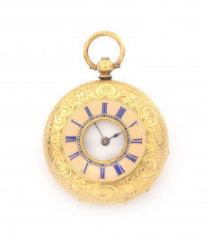 Dámské zlaté kapesní hodinky s vnějším ciferníkem