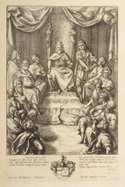 Illustration aus Vergils Epos (König Latinus) [Wenceslaus Hollar (1607-1677), Francis Cleyn (1589-1658)]
