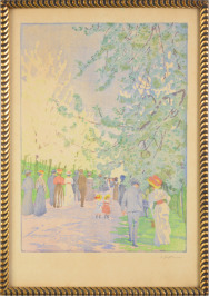 Alley in Roztoky (Promenade in the park) [Arnošt Hofbauer (1869-1944)]