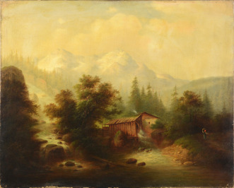 Windmill in Alps [Leopold Stephan - připsáno (1826-1890)]