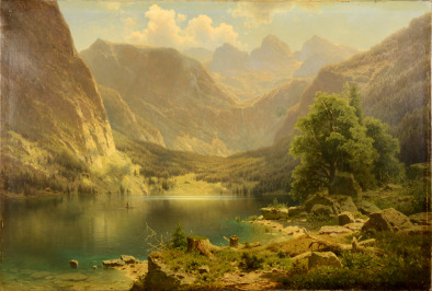 Horská scenérie s jezerem Königssee [Adolf Chwala (1836-1900)]