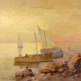 Festgemachtes Segelboot [Josef Svoboda (1901-1945)]