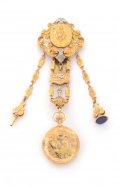 Gold Pocket Watch with a Chatelaine