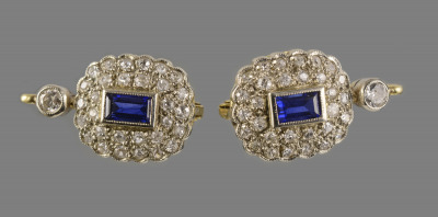 Gold Earrings with Sapphires and Diamonds