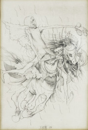 Zeichnung zum Bild "Ritter und Tod" [Josef Vyleťal (1940-1989)]