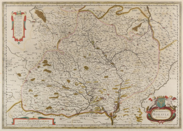 Komenského mapa Moravy [Jan Amos Komenský (1592-1670), Johannes Janssonius (1588-1664)]