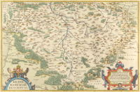 Map of Bohemia "Regni Bohemiae descriptio" [Johan Criginger (1521-1571) Abrahamus Ortelius Antverpianus (1527-1598)]
