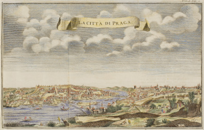 Vedute von Prag aus dem Werk "LO STATO PRESENTE DI TUTTI I PAESI E POPOLI DEL MONDO NATURALE, POLITICO E MORALE" [Thomas Salmon (1679-1767)]