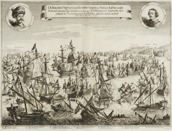 Delineatio Pugnae navalis inter Venetos et Turcas, habitae anto Portum Fochianum, quiest in Asia, die 12 May 1649 [Matthäus Merian (1593-1650)]