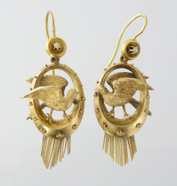 Gold Earrings with Birds