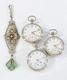 Three Pocket Watches and a Chatelaine