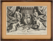 Trůnící Madona s dítětem, sv. Janem Křtitelem, sv. Janem Evangelistou a anděly [Jan I. Sadeler (1550-1600) Hans von Aachen (1552-1615)]